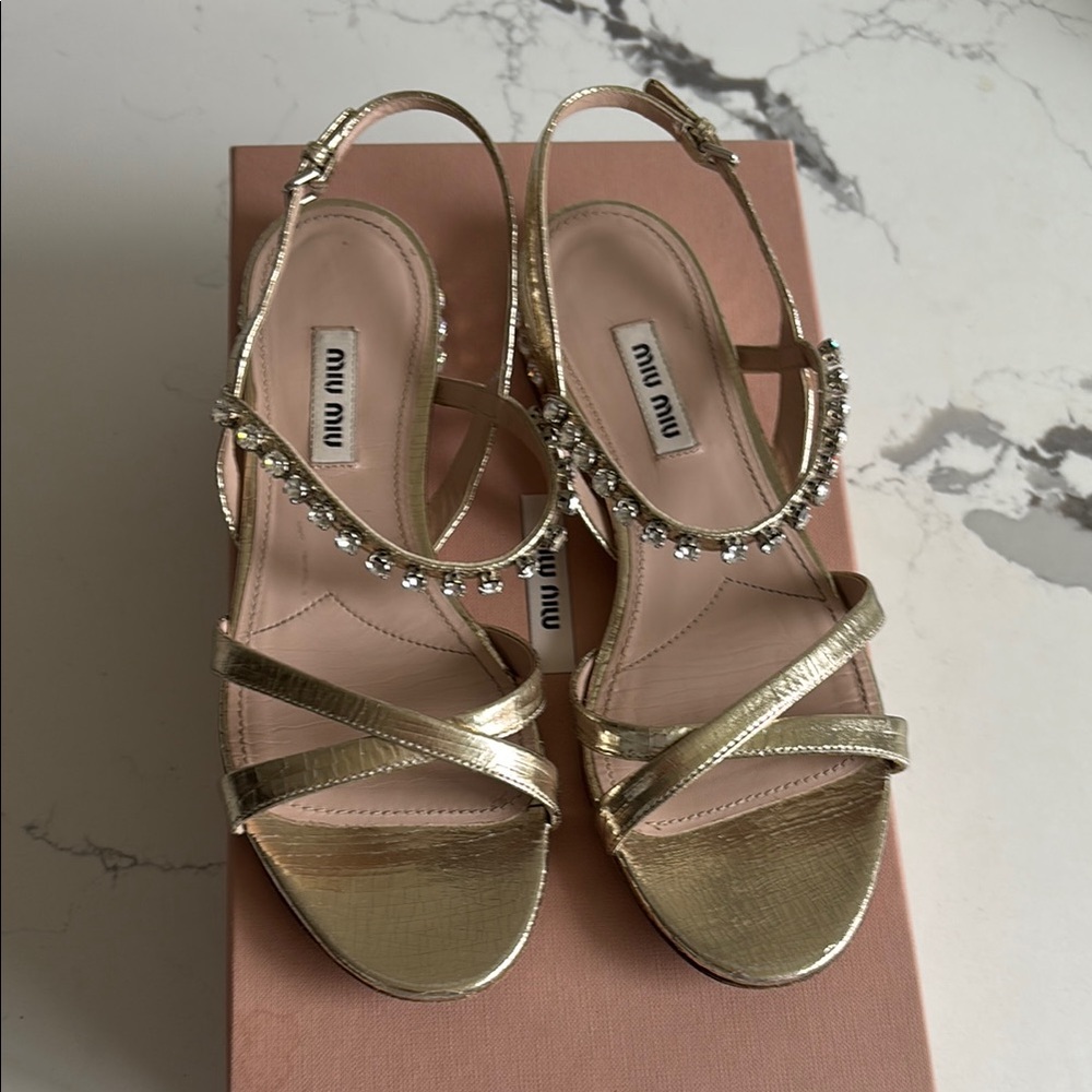 Miu Miu Gold Women's Sandals